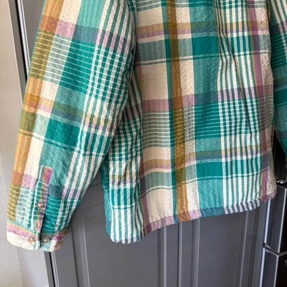 UO Men's Eclectic Grandpa Skater Plaid Seersucker Shirt Jacket,Multi, L - Picture 10 of 16